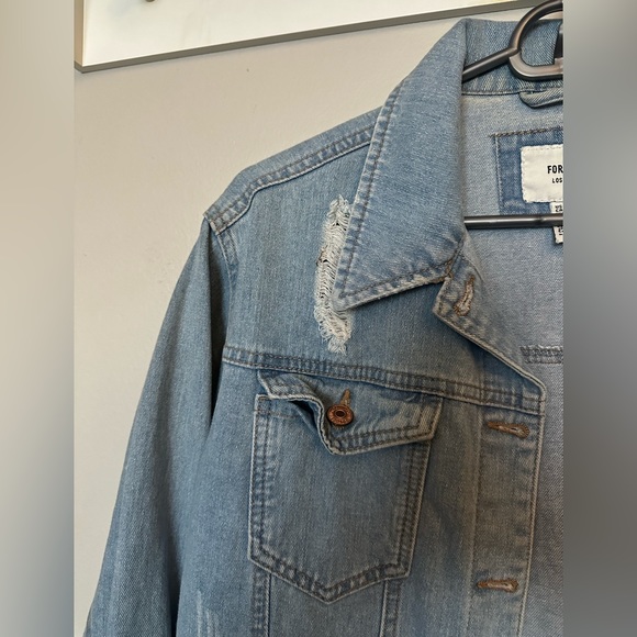 Forever 21 Distressed Blue Denim Jacket - Picture 7 of 9